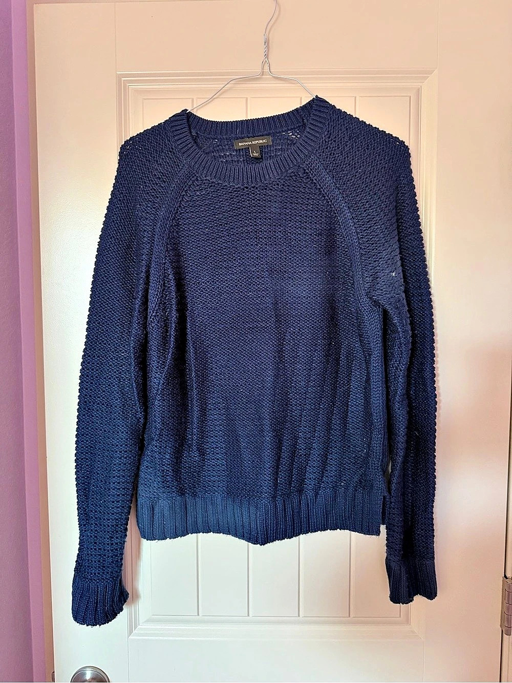 Banana Republic Crewneck Knit Sweater in Blue Size Large Like New